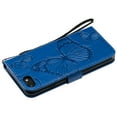thumbnail image 4 of for iPhone SE 2022/ SE 2020/ 8/ 7 Wallet Case, Kickstand Case Credit Card Holder, Embossed Butterfly Pattern with Strap Premium PU Leather Magnetic Closure Shockproof Protective Flip Cover, Blue, 4 of 6