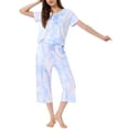 thumbnail image 2 of INSPIRE CHIC Women's Pajama Set Tie Dye Short Sleeve Capri Pants Lounge Sets with Pockets L Multicolor, 2 of 6