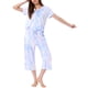 thumbnail image 2 of Conjunto de pijama para mujer INSPIRE CHIC, tie dye, de manga corta, pantalones capri con bolsillos, XL, multicolor, 2 of 6