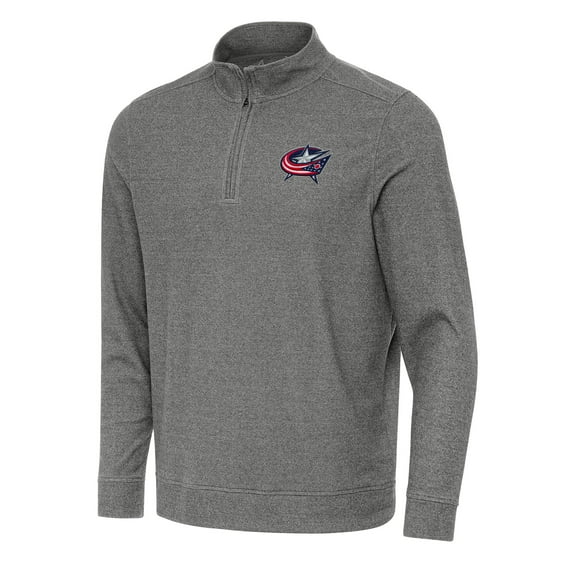 Men's Antigua Heather Black Columbus Blue Jackets Subtle Quarter-Zip Sweatshirt