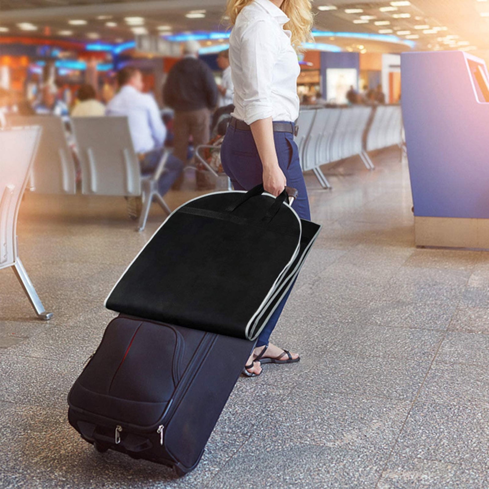 Pnellth Non-woven Fabric Clothing Dust Cover Travel Heavy-Duty Garment Bag with Pockets Clear Window Waterproof Label Foldable Dust-Proof Suit Bag