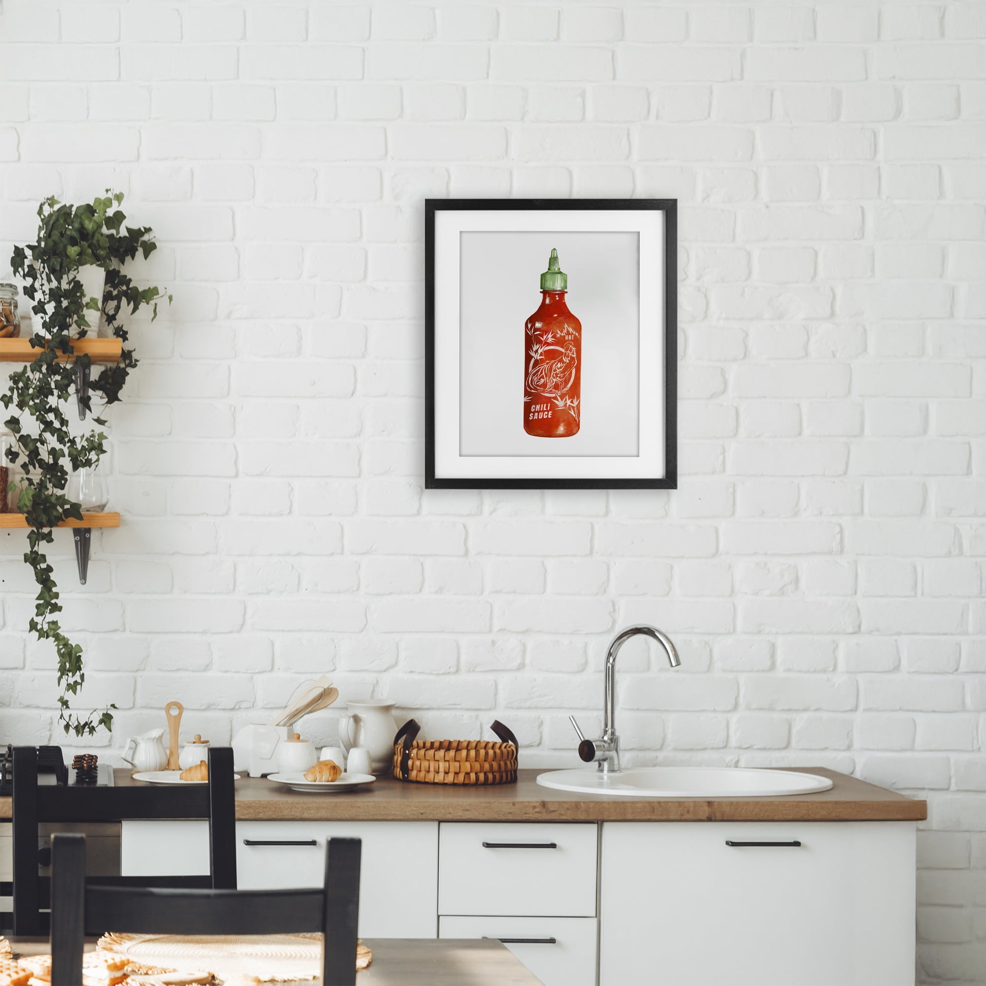 Stupell Industries Iconic Hot Sauce Bottle Black Framed Print Under Glass, design by Rylen McNett