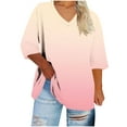 thumbnail image 5 of Cutuoiiu Women's Casual Plus Size Colorful Printed 3/4 Sleeve Loose Cozy T-shirts Gifts, 5 of 5