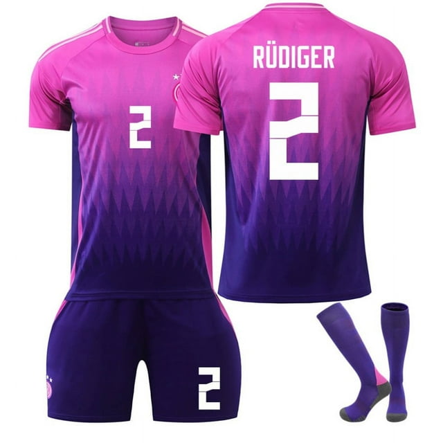 Kit de Maillot de Coupe d'Europe Extérieur Allemagne 2024 avec Chaussettes - Muller 13, Havertz 7, Kroos 8 & Plus (2,18 Yards)