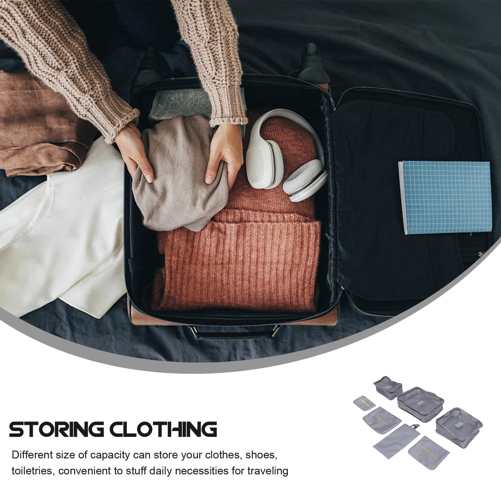 PENIKOKO 7-Piece Travel Packing Cubes Set, Lightweight Luggage Organizers for Suitcase Storage