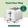 thumbnail image 3 of BELLA 2 Slice Toaster, Quick & Even Results Every Time, Wide Slots Fit Any Size Bread Like Bagels or Texas Toast, Drop-Down Crumb Tray for Easy Clean Up, Stainless Steel and White, 3 of 5