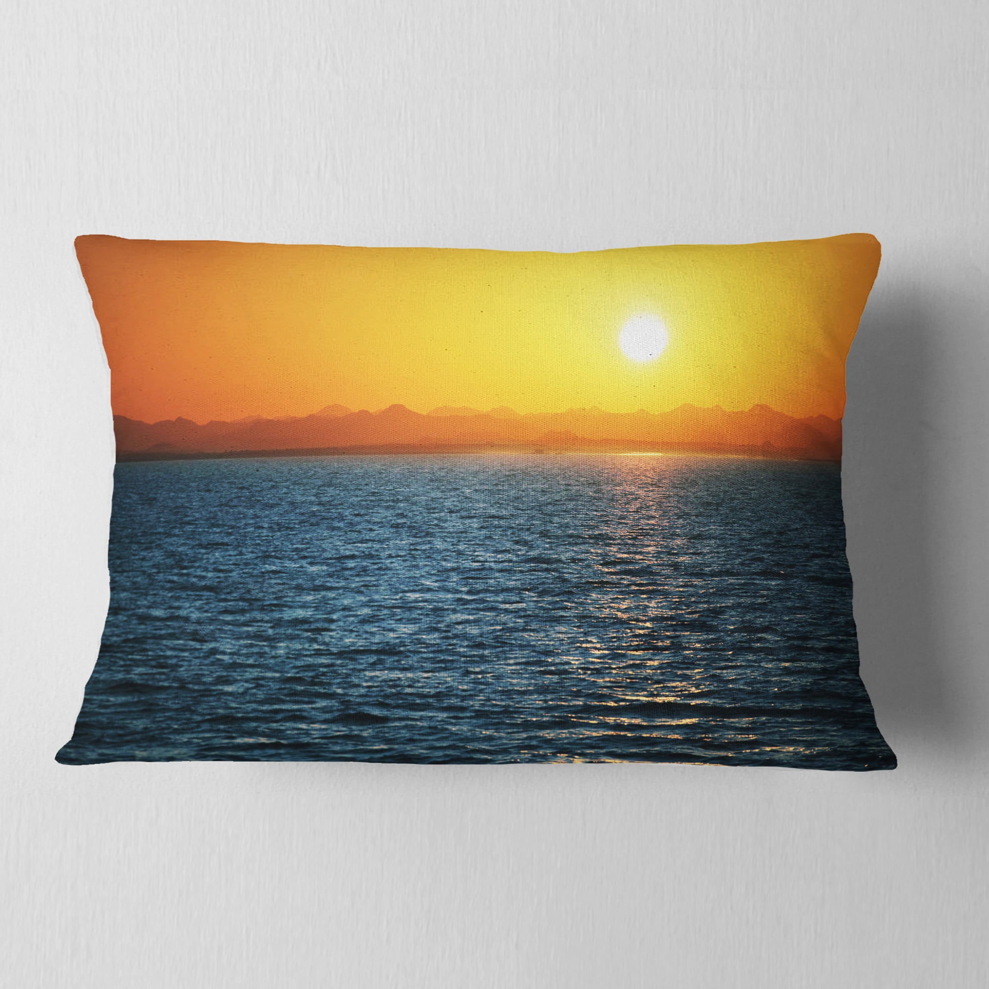 Designart Beautiful River View At Sunset - Seashore Throw Pillow - 12x20