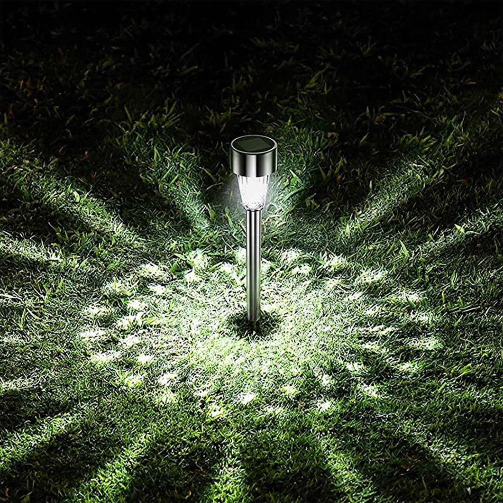 10 Pack Solar Powered Outdoor LED Landscape Lights Waterproof Garden Lighting Stainless Steel Ground Spotlights for Yard Patio Driveway