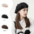 thumbnail image 1 of Boina estándar de metal de lana de otoño e invierno de estilo coreano gorra octogonal para niños circunferencia de la cabeza grande cara pequeña sombrero de pintor de arte de moda, 1 of 5