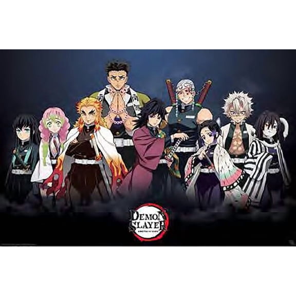 BUY ART FOR LESS Officially Licensed Demon Slayer Pillars 36 x 24 Inch Art Poster - Decorative Print - Poster Paper - Ready to Frame