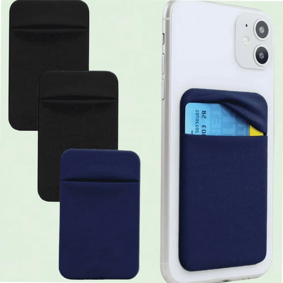 3 Pack Cell Phone Card Holder Pocket, Stretchy Lycra Stick on Wallet for iPhone Samsung Galaxy
