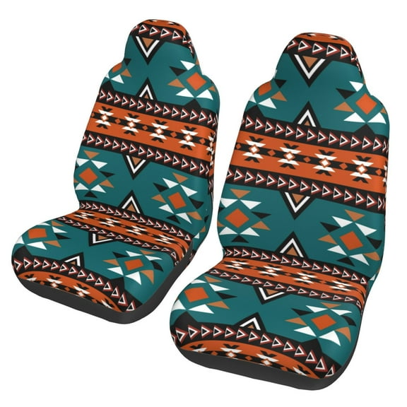 TEQUAN Front Seat Covers, Retro Southwestern Traditional Style Pattern 2 Piece Car Seat Cover Fit Most Car SUV Truck Van