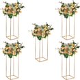 thumbnail image 6 of 5pcs Modern Wedding Centerpieces Gold Stand, 23.6 inch Tall Flower Stand Metal Floor Vase Column Geometric Centerpiece Stands Rectangular Display Rack for Weddings Party Decoration, 6 of 10