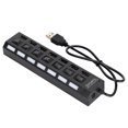 thumbnail image 1 of 7-Port USB Docking Station, Black, 480 Mbps, with Overload Protection Switch. 7 ports, black., 1 of 4