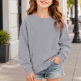 thumbnail image 2 of ATOGUTA Girls Crewneck Sweatshirt Gray Kids Long Sleeve Sweatshirts Casual Fashion Spring Fall Clothes with Pockets Size 3T-14, 2 of 8