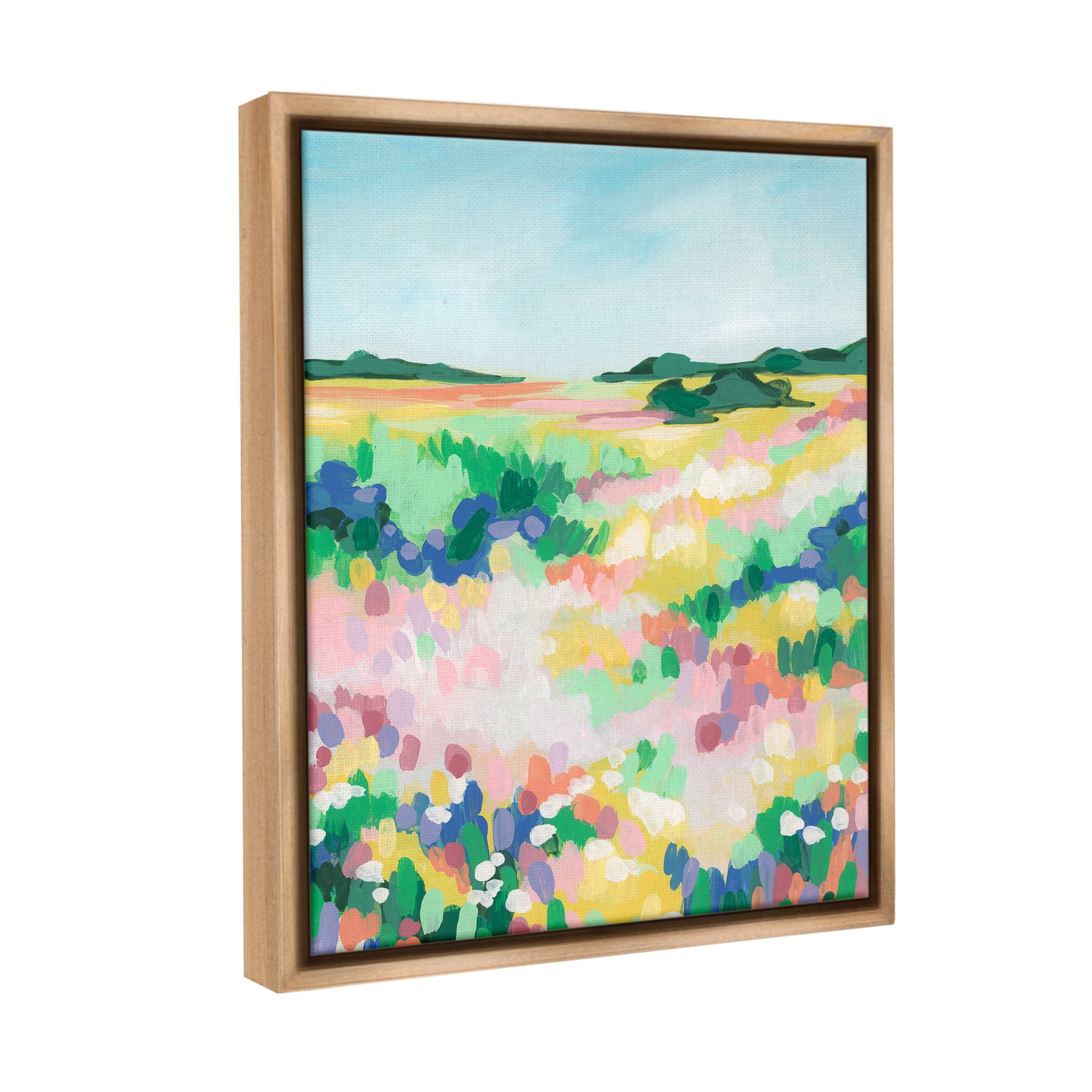 Stupell Industries Bold Speckled Landscape Landscape Painting Brown Floater Framed Canvas Art Print Wall Art, 25 x 31