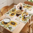 thumbnail image 5 of Vintage Sunflower Placemats Set of 4, Rustic Yellow Floral Flower Leaf Newspaper Texture Non-Slip Place Mats Washable Table Mats for Kitchen Dining Table Decorations Indoor/Outdoor, 5 of 9