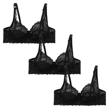 frariair Women s 3-Piece Lace Underwire Bra Set  Adjustable Straps Sexy Lingerie Breathable Comfort for Everyday Wear