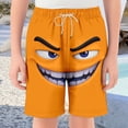 thumbnail image 2 of VNKIDY Boys Swim Trunks Kids Funny Face Prints Elastic Drawstring Waist Quick Dry Breathable Beach Shorts For Beach Pool Summer Wear Trendy Bottoms Orange 9-10 Years, 2 of 4