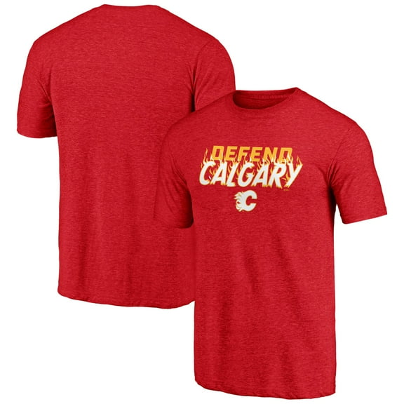 Men's  Red Calgary Flames Shoot to Score Tri-Blend T-Shirt
