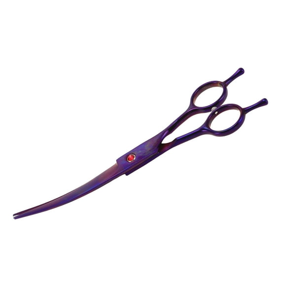 Vocoste Dog Grooming Scissors with Ergonomic Handle Upper Bend Shears Curved Shears for Pets 7.5" Purple
