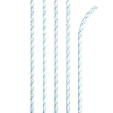 Pastel Blue & White Paper Straws