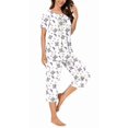 thumbnail image 2 of Women's Pajama Sets 2 Piece Summer Sleepwear Ladies Pjs Short Sleeve Capri Pant With Pockets, 2 of 8