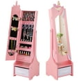 thumbnail image 1 of Costway Kids Jewelry Cabinet with Full-Length Mirror 2 Adjustable Tilt Angles Drawer Pink, 1 of 7