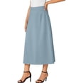 thumbnail image 4 of Women's Stretchy High Wasited A Line Long Maxi Skirt Below Knee Length Flared Midi Skirts Light Blue, 4 of 6