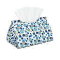 thumbnail image 2 of Lsque Golden Blue Snowflakes Printed Long Tissue Box Cover Holder, Facial Paper Organizer Dispenser,Triangle with Bottom Belt, PVC Leather Decorative Organizer, 2 of 9
