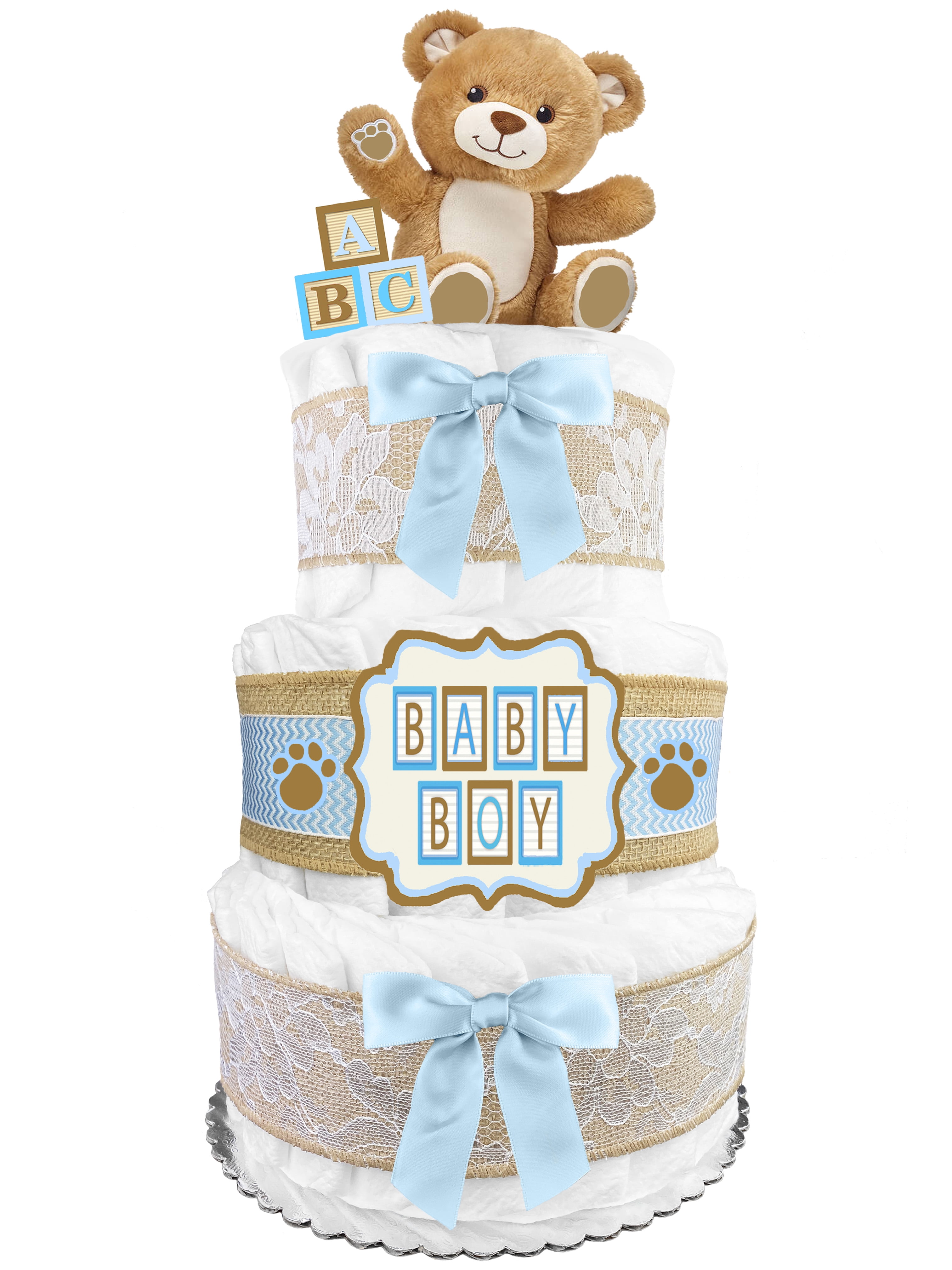 Baby Boy Girl Unisex Two Tier Bath Time Nappy Cake New Born Baby Shower Gift