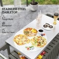 thumbnail image 4 of Outdoor Bar Cart with Storage, Stainless Steel Outdoor Bar Table Top, Wheeled HDPE Kitchen Island for Food Prep, Gray, 4 of 5