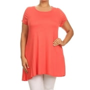 Angle View: Plus Size Women's Short Sleeves Solid Tunic Top