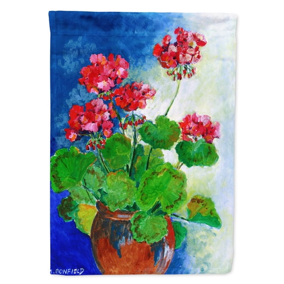 Geraniums by Maureen Bonfield Flag Canvas House Size