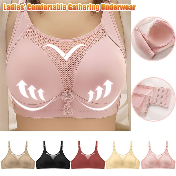 Azrian Plus Size Bras Clearance,Woman's Fashion Plus Size Wire Free Comfortable Push Up Hollow Out Bra Underwear Clearance Sale