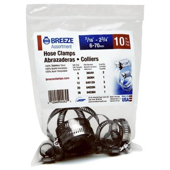 Norma Group-Breeze Stainless Steel Hose Clamp, Pack of 10