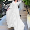 thumbnail image 2 of AURA Women’s Maxi Dress V Neck Pleated Flared Skirt High Waist Belt Detail S XXXL, 2 of 7