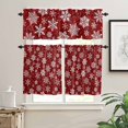 thumbnail image 2 of Christmas Snowflake Kitchen Curtains and Valances Set, Winter Snowflake Red Texture Rod Pocket Window Valance 18 Inch Window Curtain Panels for Living Room Bedroom Laundry, 27.5x36in, 3 Pieces, 2 of 7