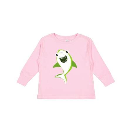 

Inktastic Cute Shark Little Shark Green Shark Sea Animal Gift Toddler Boy or Toddler Girl Long Sleeve T-Shirt