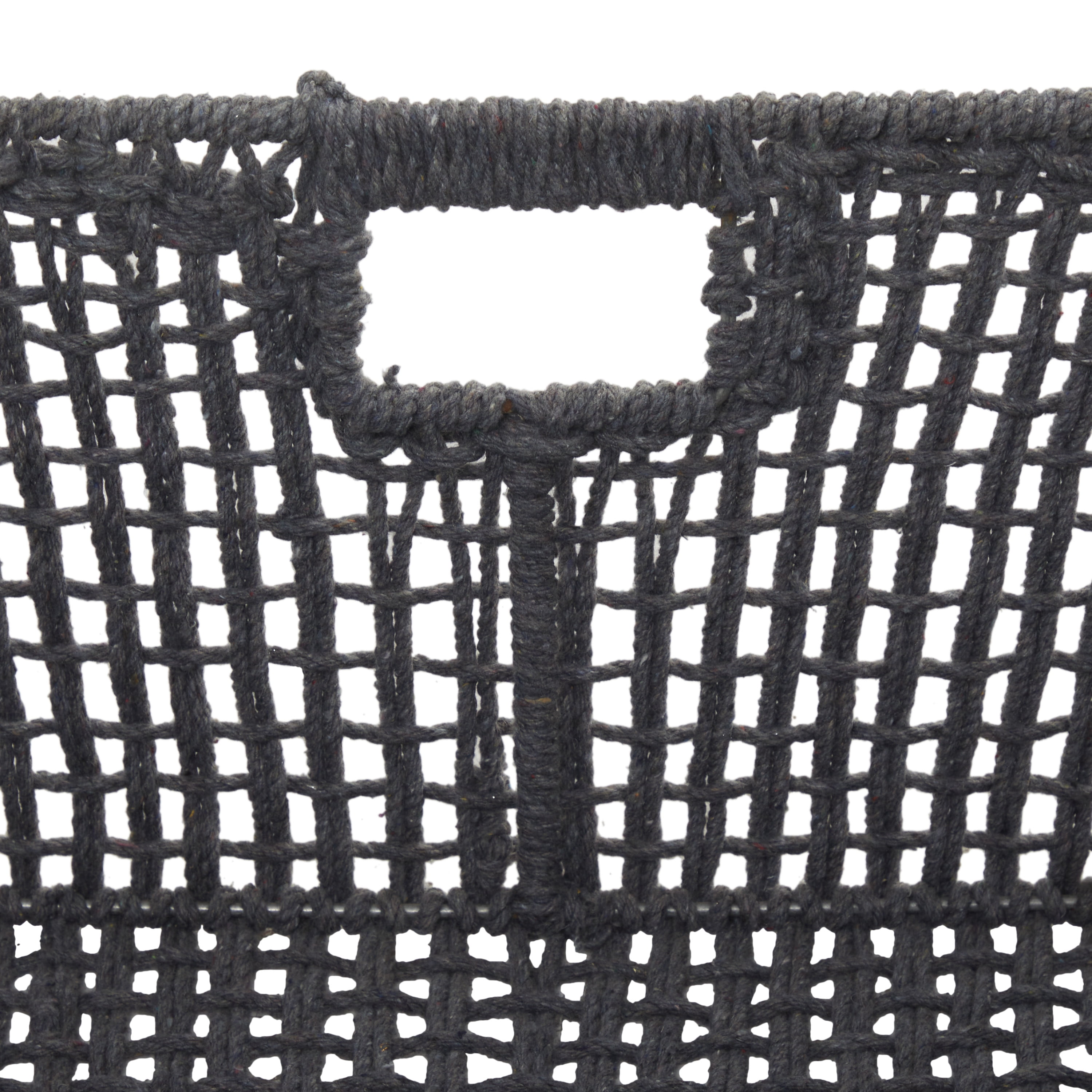 CosmoLiving by Cosmopolitan 19" x 10" Gray Cotton Handmade Storage Basket with Handles, 1-Piece