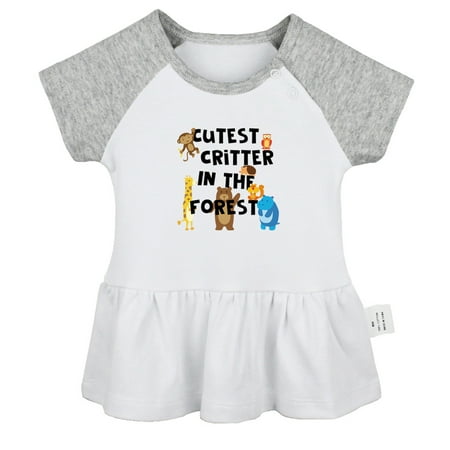 

iDzn Cutest Critter In The Forest Funny Dresses For Baby Newborn Babies Skirts Infant Princess Dress 0-24M Kids Graphic Clothes (Gray Raglan Dresses 18-24 Months)
