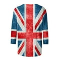 thumbnail image 2 of WREESH Womens Graphic Tees Great Britain Uk Flag T-Shirts 3/4 Sleeve Blouses for Vintage Print Shirt Casual Round Neck Pullover Blouse Tunic Tops Red, 2 of 5
