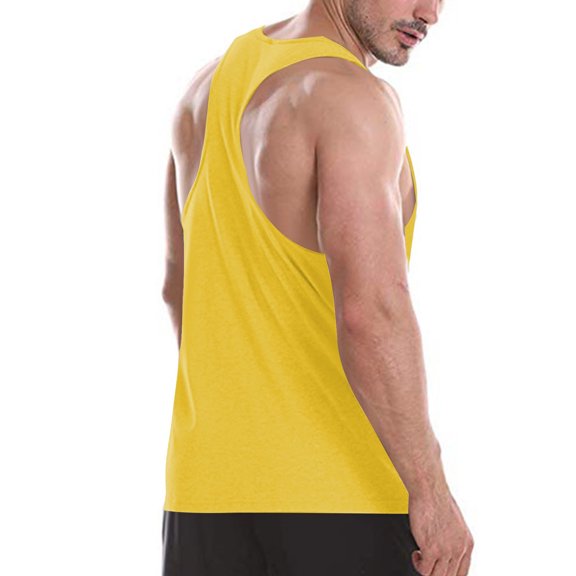 Kukoosong Men's Solid Color Workout Tank Top Moisture Wicking Quick Dry High Elastic Compression Fit Gym Shirts for Men Fitness Apparel Men Summer Casual Workout Tank Tops