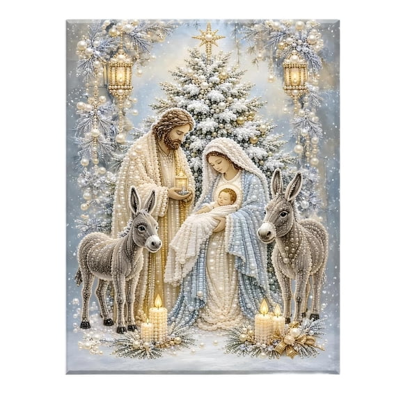 DIY Pearl Art Kit, Christmas Diamond Painting by Numbers, Holiday Bead Craft Set, Religious Nativity Scene Mosaic Decoration, Winter Seasonal Home Decor Gift