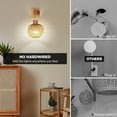thumbnail image 3 of Glitnous Set of 2 Battery Operated Wall Sconce with Remote Control, Rechargeable Rattan Wall Sconces with Bulb, Wireless Woven Bamboo Lantern Wall Light Boho Wall Lamp for Bedroom Living Room Hallway, 3 of 9