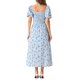 thumbnail image 3 of INSPIRE CHIC Vestido Maxi de Manga Abullonada con Cuello de Laço Floral para Mujeres en Azul Claro, 3 of 5