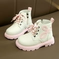 thumbnail image 2 of HCNTES Boys Girls Glitter Ankle Boots Lace Up Combat Boot With Side Zipper(12,White-k3), 2 of 9