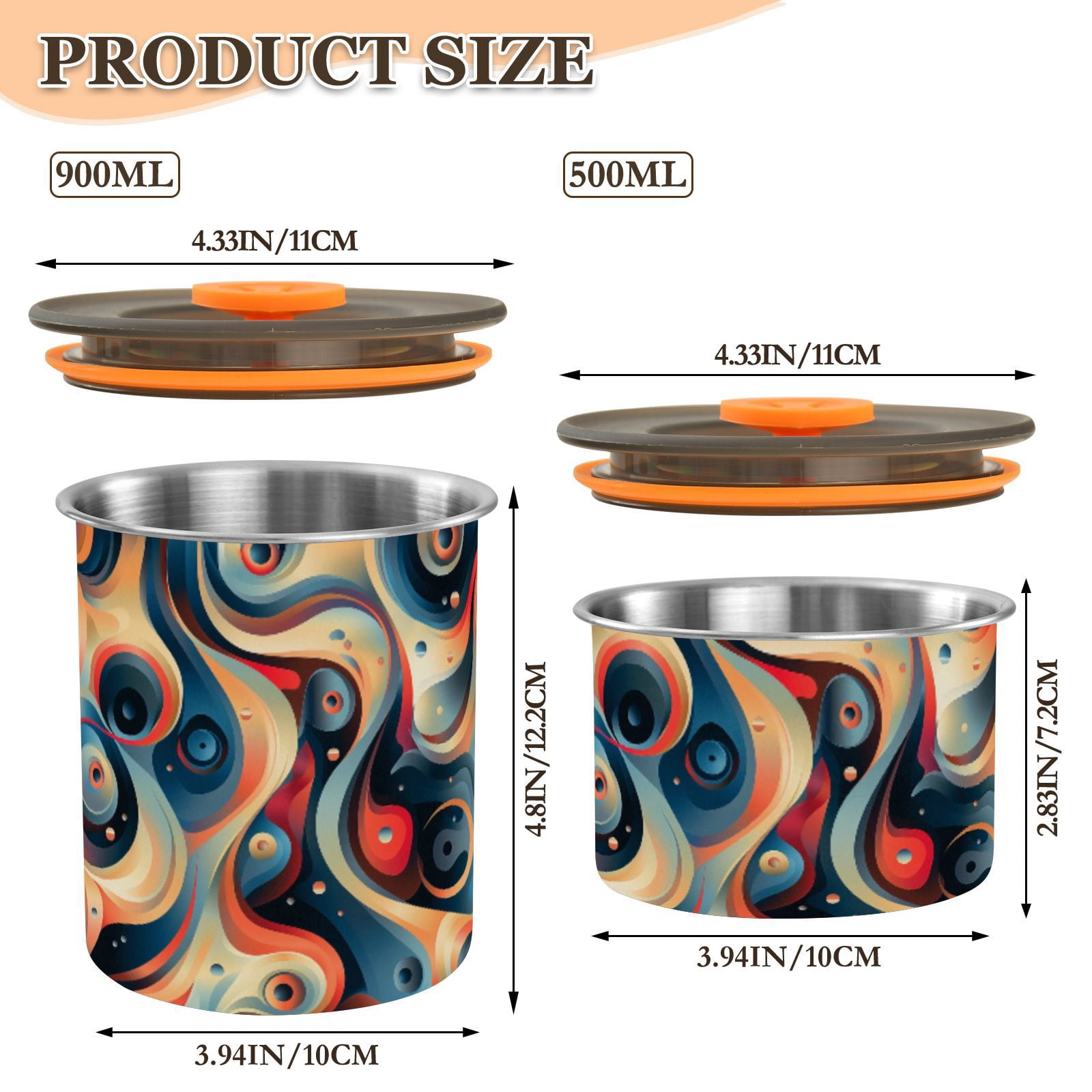 Coil Bubble Airtight Coffee Bean Canister 30oz Food Storage Containers with Lids For Gournd, Tea, Sugar, Flour, Rice, Cereal, Candy Cookie Jar
