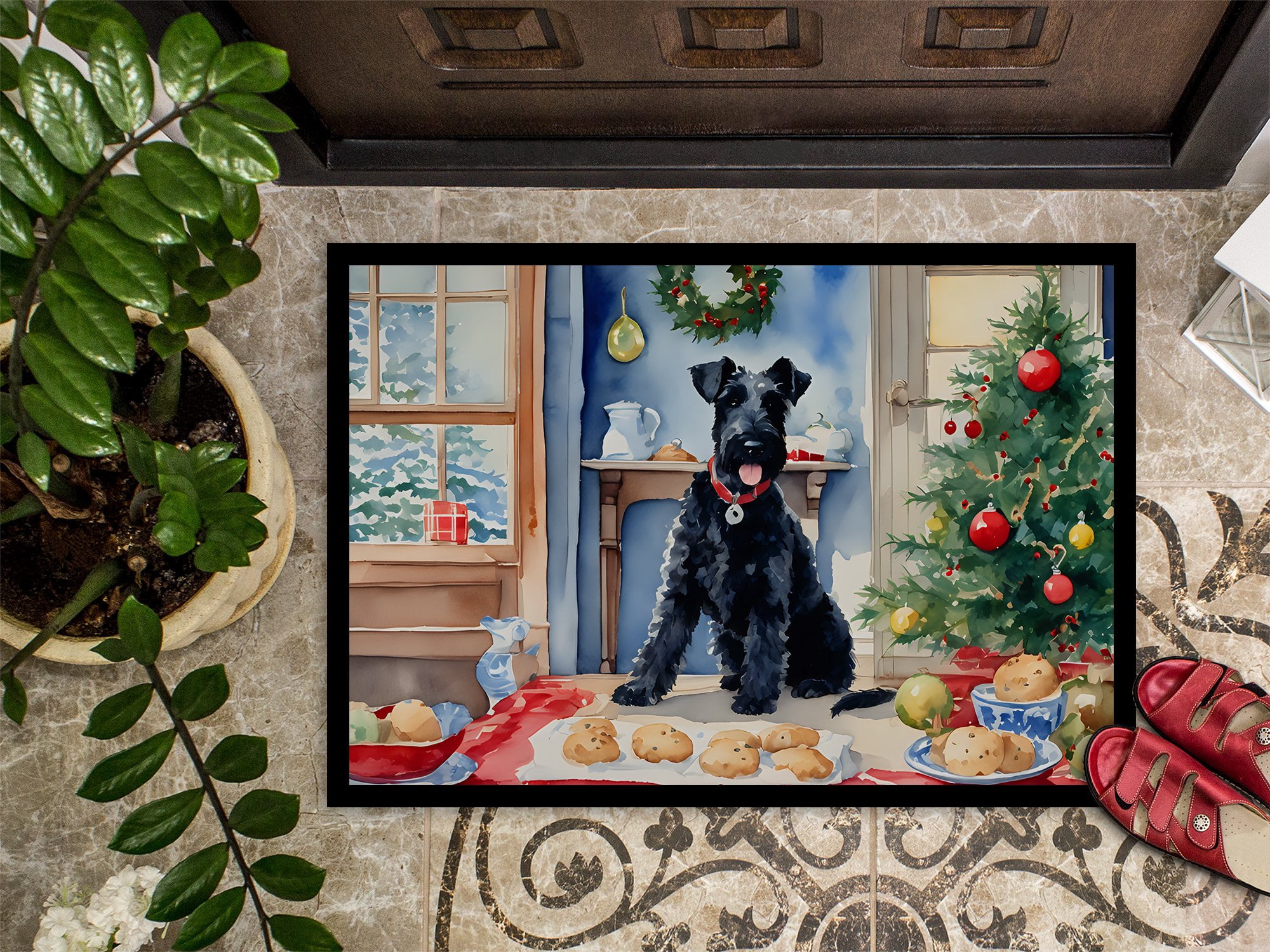 Carolines Treasures DAC3836MAT 18 x 27 in.  Kerry Blue Terrier Christmas Cookies Doormat