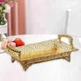 thumbnail image 4 of Metal Golden Fruit Tray Holder Vanity Tray for Kitchen Bathroom Decoration 35x22cm, 4 of 8
